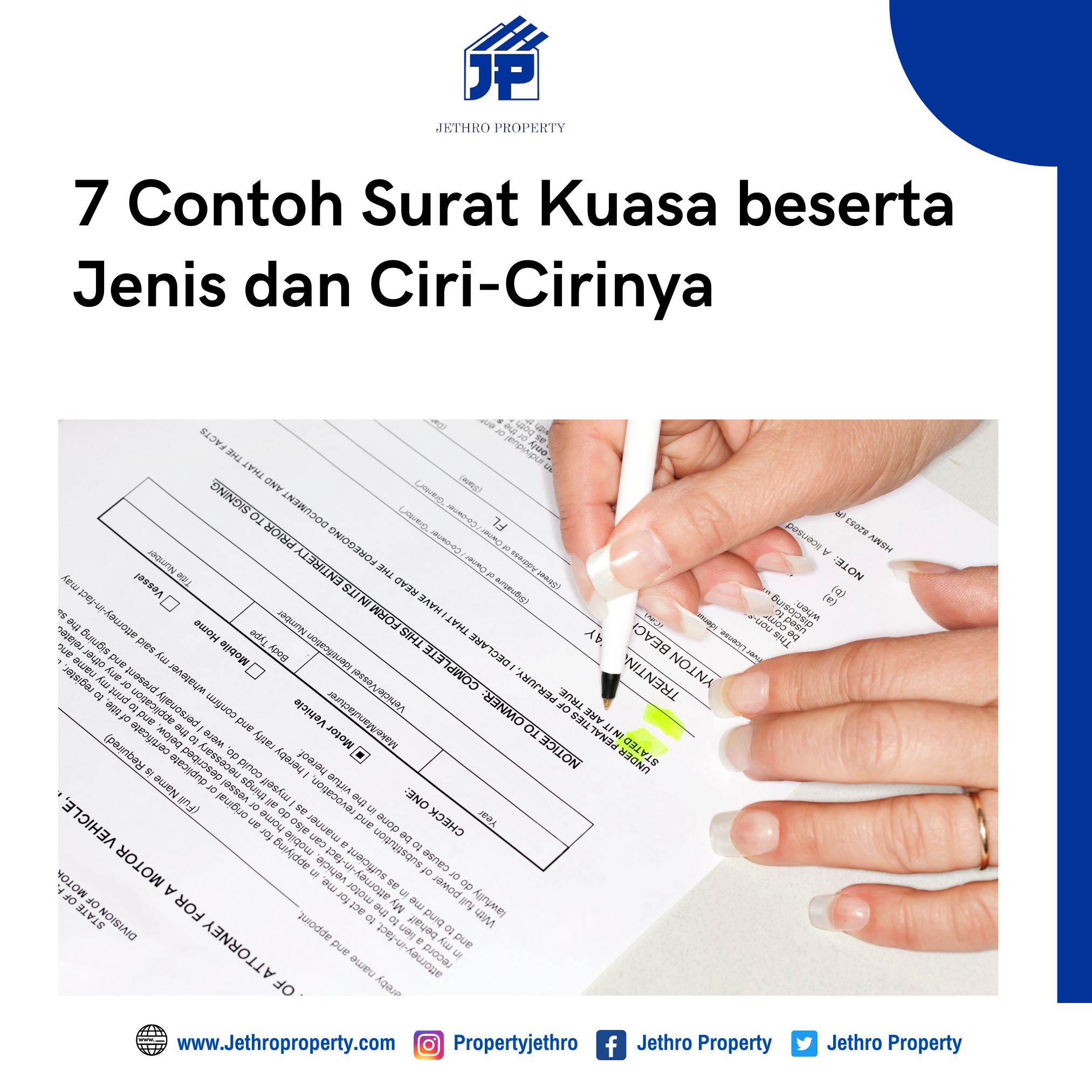 7 Contoh Surat Kuasa Beserta Jenis Dan Ciri-Cirinya – Jethro Property